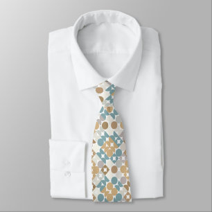 Teal Blue Green Grey Taupe Beige Art Pattern Tie