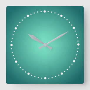 Teal Blue Green Light to Dark Shades  Square Wall Clock