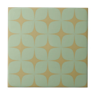 Teal Blue & Green Mid-Century Modern Vintage  Tile