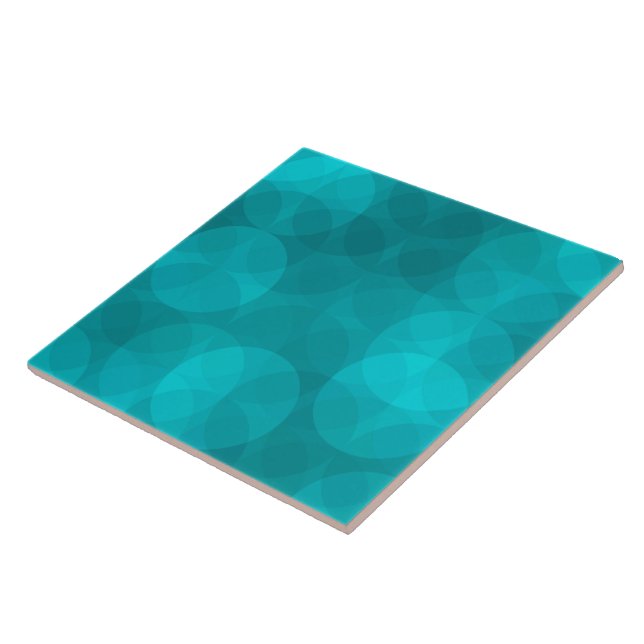 Teal blue green overlapping circles pattern tile (Side)