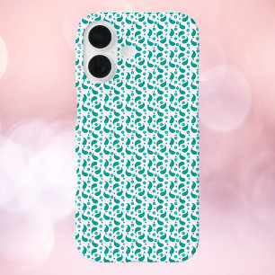 Teal Blue Green Paisley Floral Seamless Pattern iPhone 16 Case