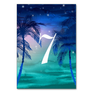 Teal Blue & Green Palm Tree Table Numbers