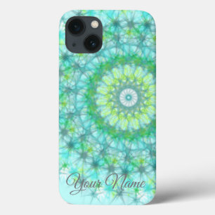 Teal, Blue, Green Personalized Snowflake iPhone 13 Case