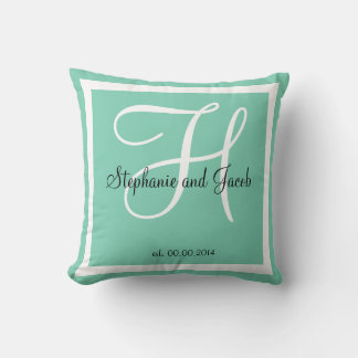 teal blue green sea custom Wedding keepsake pillow