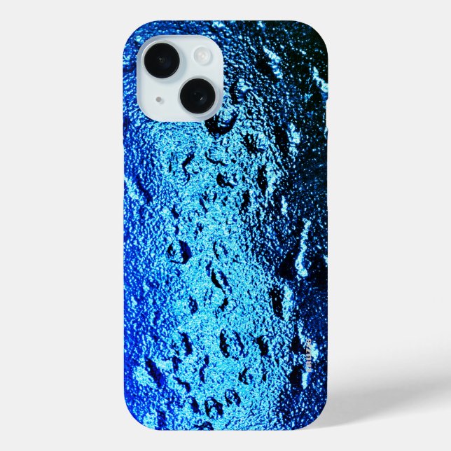 Teal Blue-Green Shiny Wet Slick Raindrops Case-Mate iPhone Case (Back)