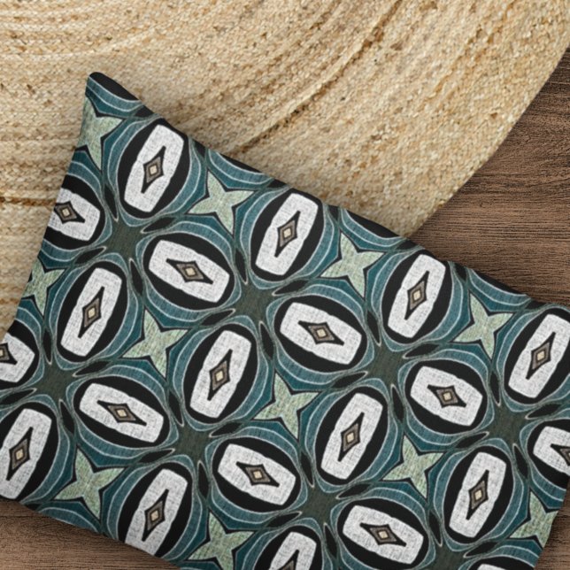 Teal Blue Green Taupe Brown Bohemian Tribe Art Pillowcase (Creator Uploaded)