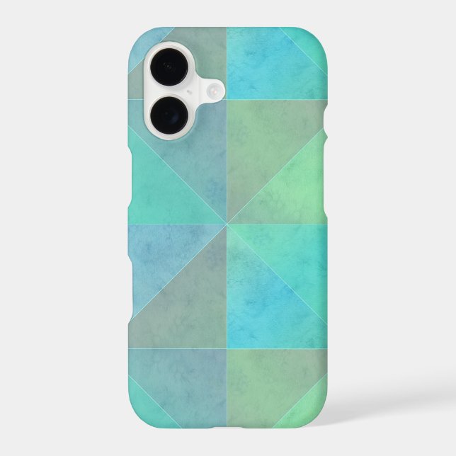 Teal Blue Green Triangles Geometric Art Pattern (Back)