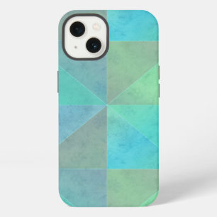 Teal Blue Green Triangles Geometric Art Pattern iPhone 13 Case