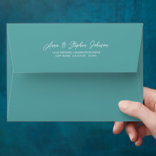 Teal Blue Green with Return Address Envelope