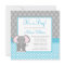 Teal Blue Grey Elephant Polka Dot Boy Baby Shower