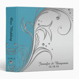 Teal Blue Grey Silver Scrolls Album Binder