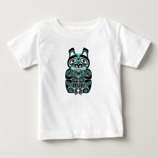 Teal Blue Haida Spirit Bear on Black Baby T-Shirt