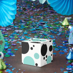 Teal Blue Heart Polka Dot Bridal Shower Party Favor Box