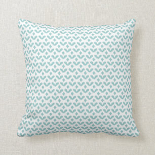 Teal Blue Ikat Patterns Pillow