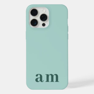 Teal Blue Initials Monogram Minimal Solid Color iPhone 15 Pro Max Case
