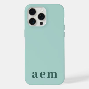 Teal Blue Initials Monogram Minimal Solid Color iPhone 15 Pro Max Case