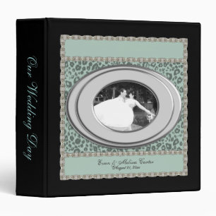 Teal Blue Leopard Photo Frame Wedding Album Binder