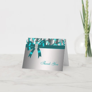 Teal Blue Leopard Thank You Card