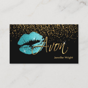 Teal Blue Lips - Avon Business Card