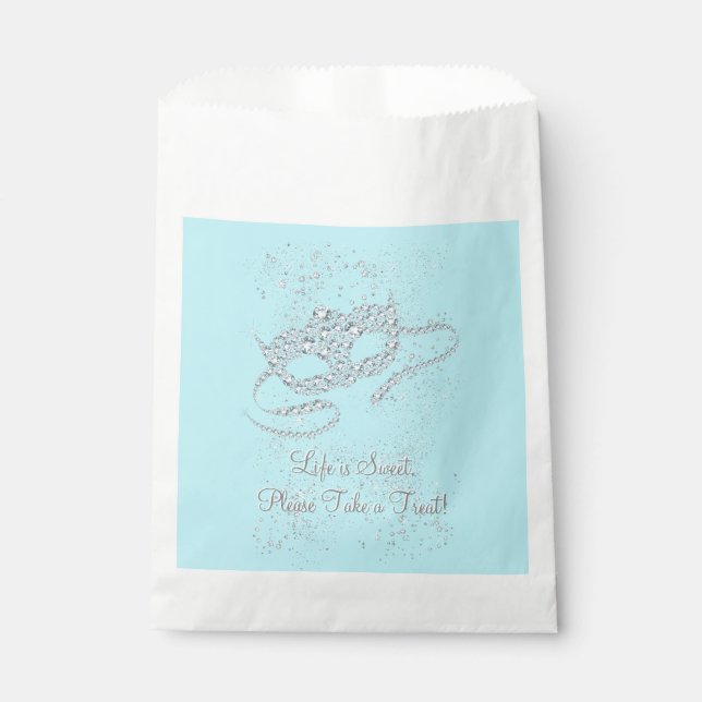 Teal Blue Masquerade Party Favour Bag (Front)