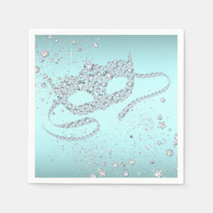 Teal Blue Masquerade Party Napkin
