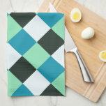 Teal Blue Mint Green Coal White Plaid Kitchen Towel<br><div class="desc">2023</div>