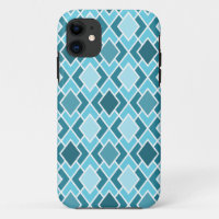 Teal Blue Modern Diamond Geometric Pattern