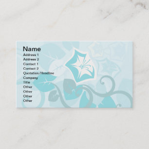 Teal Blue Modern Leaf Flower and Vine Business Card