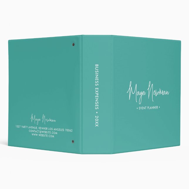 TEAL BLUE Modern Minimalist Feminine Monogram  Binder (Background)