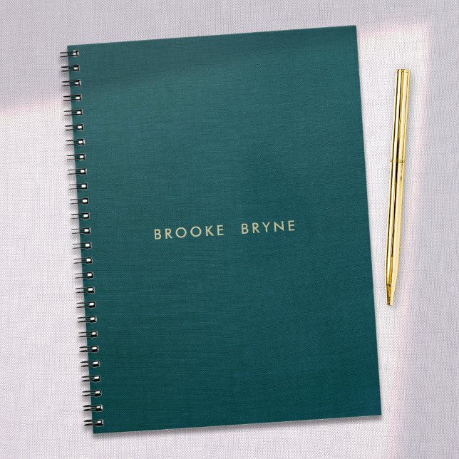 Teal Blue Modern Professional Minimalist Notebook (teal green spiral notebook)