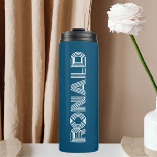 Teal Blue Modern Typography Personalized Name Thermal Tumbler