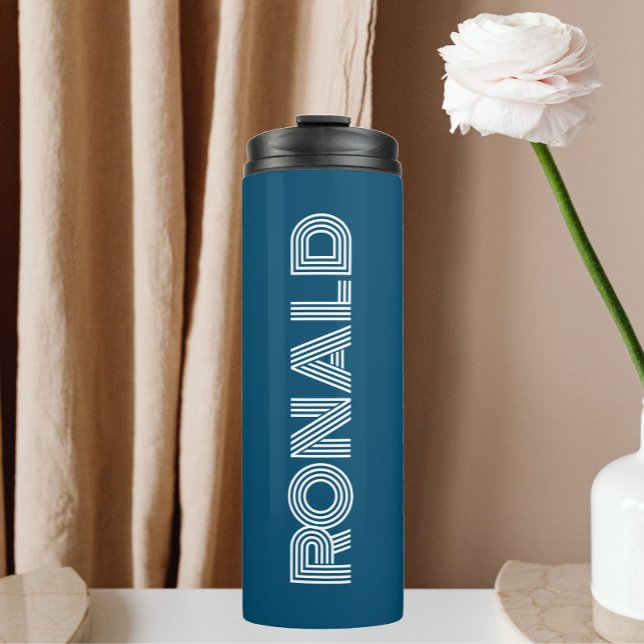 Teal Blue Modern Typography Personalized Thermal Tumbler (In Situ)