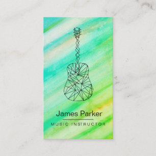 Teal Blue Music Teacher Guitar Minimalist Musician Business Card