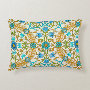 Teal Blue & Mustard William Morris Vine Arts Accent Pillow