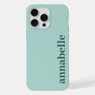 Teal Blue Name Monogram Minimal Solid Color iPhone 15 Pro Max Case