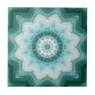 Teal Blue Ocean Geometric Pattern Ceramic Tile