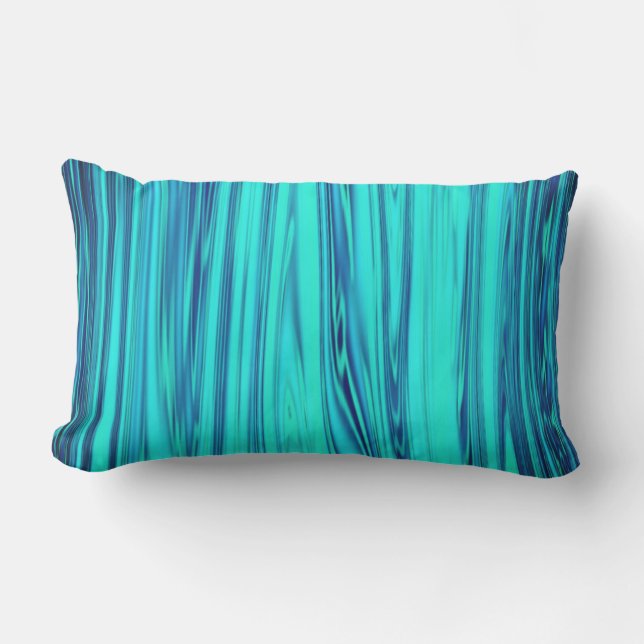 Teal Blue Ocean Wave Shiny Abstract Cute Colourful Lumbar Pillow (Front)