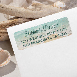 Teal Blue Ocean Waves Beach Return Address