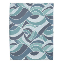 Teal & Blue Ocean Waves Duvet Cover