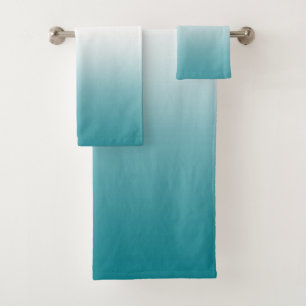 Teal Blue Ombre Gradient Colour Bath Towel Set