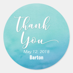 Teal & Blue Ombre Wedding Celebration Classic Round Sticker