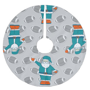 teal blue orange christmas santa claus basketball brushed polyester tree skirt