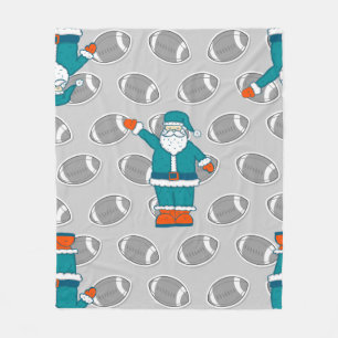 teal blue orange christmas santa claus basketball fleece blanket