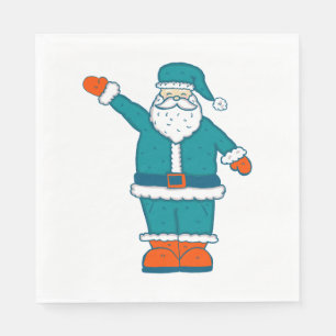teal blue orange christmas santa claus napkin