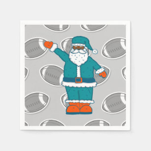 teal blue orange xmas black santa claus basketball napkin