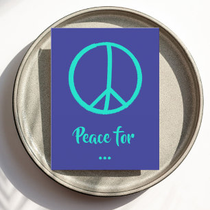 Teal Blue Peace Sign Postcard - Customizable
