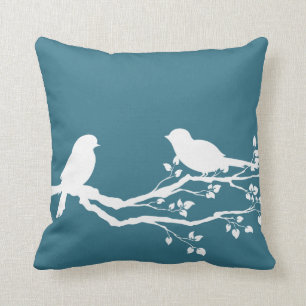 Teal Blue Peaceful Tree Throw Pillow