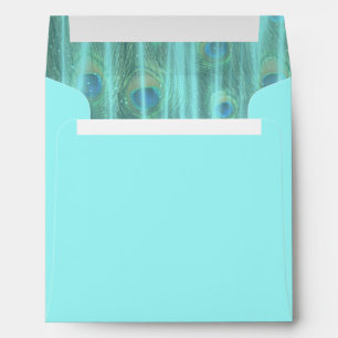 Teal Blue Peacock Feathers Envelopes