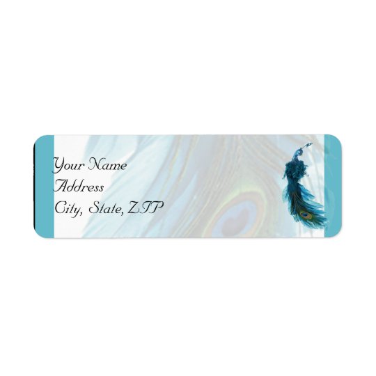 Teal Blue Peacock Plume Return Address Return Address Label