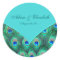 Teal Blue Peacock Wedding Favour Label